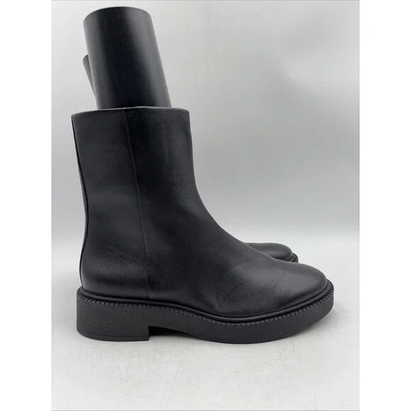 Vince Women's Black Kady Leather Low Ankle Booties Shoes Size 9 M - Picture 1 of 6